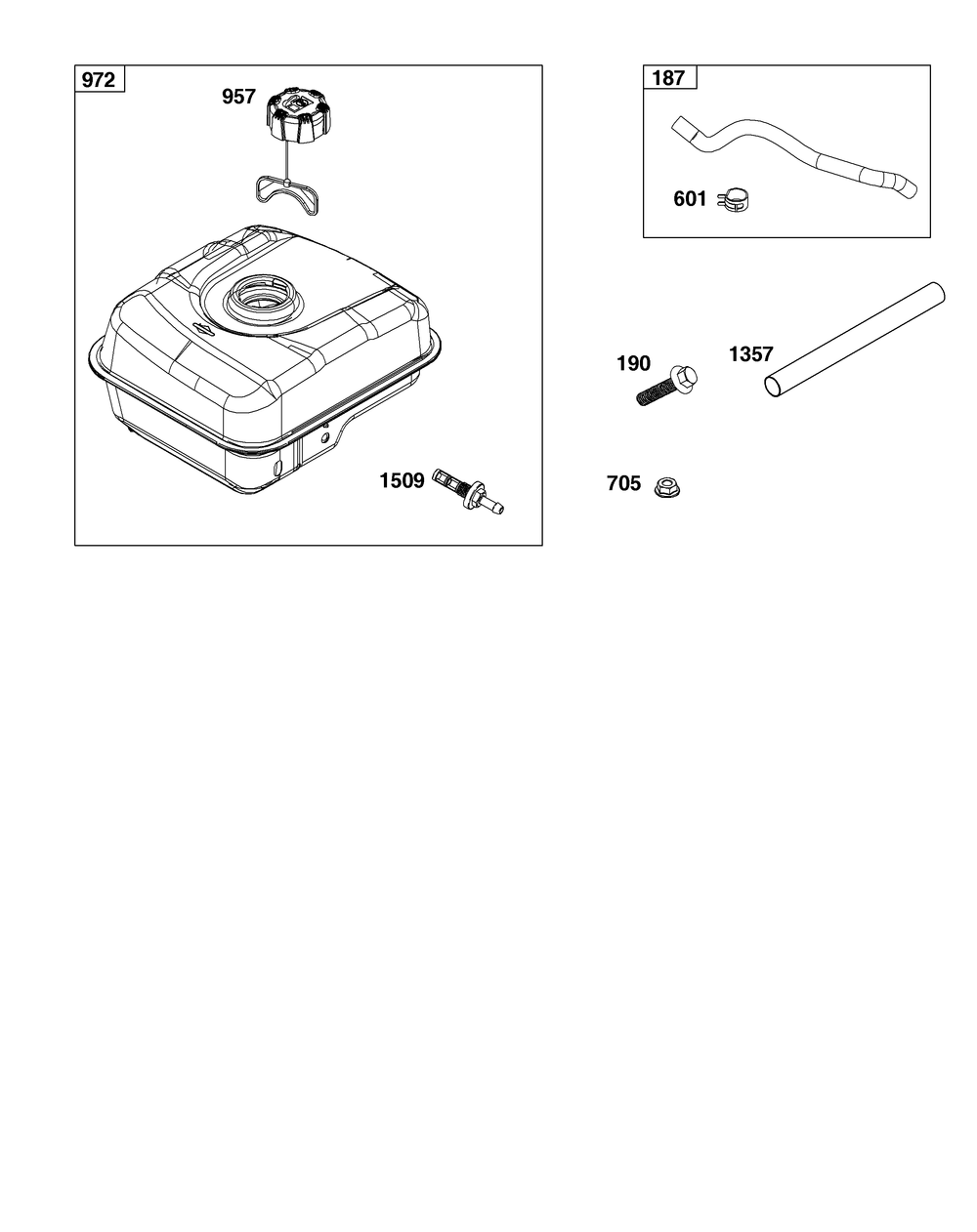Fuel Supply Group Diagram and Parts List for 13R232-0056-F1 100000 - 19Z999 Briggs and Stratton Engine